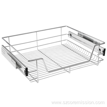 Telescopic Electroplating Kitchen Pull Out Drawer Basket